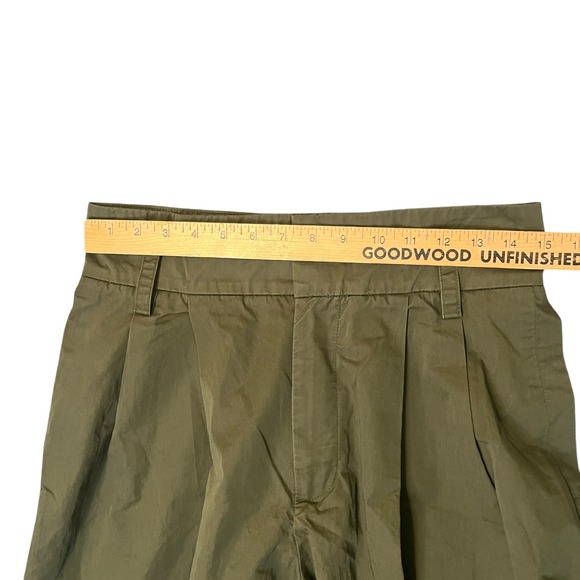 Zara Palazzo Wide Leg Pleated Trousers High Waist Pants Women's Size L Green - Picture 4 of 10